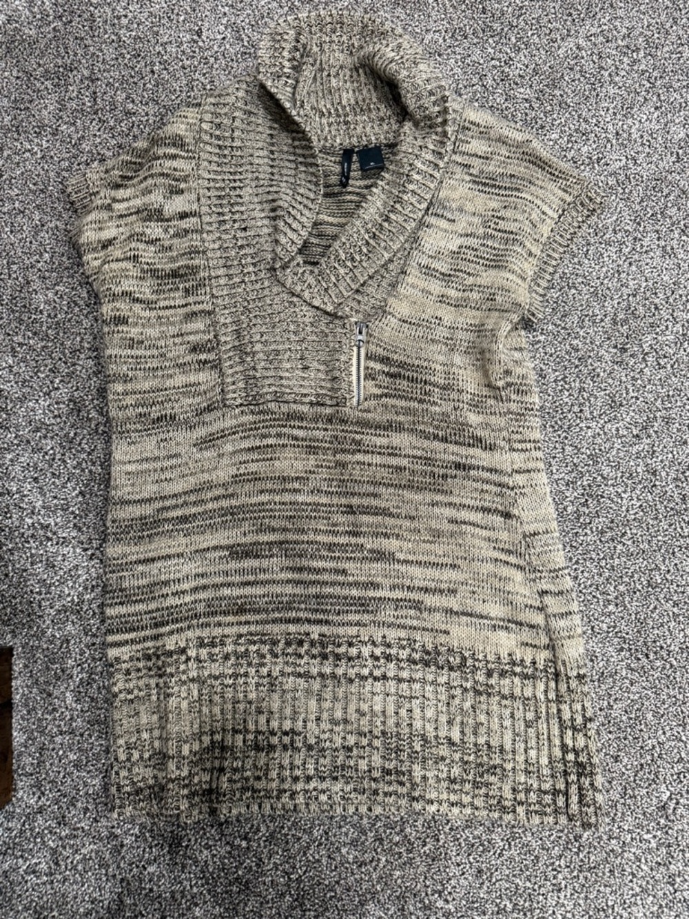 New Directions Neutral Marled Shawl Collar Knit Vest